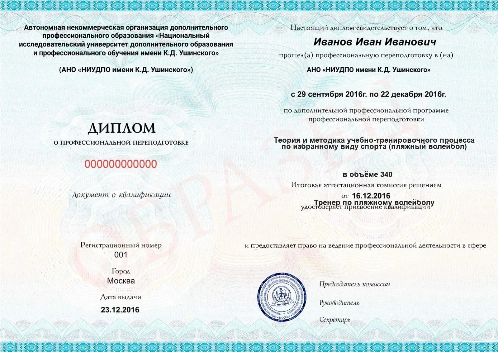 Диплом о дополнительном профессиональном образовании